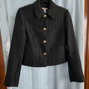 H&M Textured Black Blazer with Gold Buttons